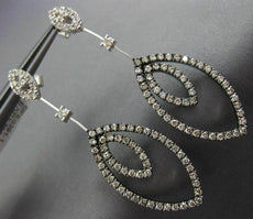 LARGE 1.88CT WHITE & CHOCOLATE FANCY DIAMOND 14KT WHITE GOLD 3D HANGING EARRINGS