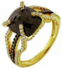 ESTATE 4.09CT WHITE & CHOCOLATE FANCY DIAMOND 18KT YELLOW GOLD CLASSIC FUN RING
