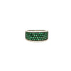 WIDE .98CT DIAMOND & AAA EMERALD 18KT WHITE GOLD MULTI ROW PAVE ANNIVERSARY RING