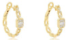 .32CT DIAMOND 14KT YELLOW GOLD 3D ROUND & BAGUETTE HOOP CLIP ON HANGING EARRINGS