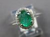 .84CT DIAMOND & AAA EMERALD 14KT WHITE GOLD 3D OVAL & ROUND HALO ENGAGEMENT RING