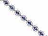 ESTATE WIDE 4.02CT DIAMOND & AAA TANZANITE 14K WHITE GOLD FLOWER TENNIS BRACELET