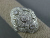 ANTIQUE WIDE .42CT DIAMOND 14KT WHITE GOLD 3D 3 STONE HALO FILIGREE RING #1330