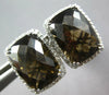 LARGE 10.76CT DIAMOND & AAA SMOKY TOPAZ 14KT WHITE GOLD CLIP ON HANGING EARRINGS