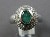WIDE 1.3CT DIAMOND & AAA EMERALD 14K WHITE GOLD OVAL TRIPLE HALO ENGAGEMENT RING
