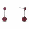 ESTATE 8.90CT DIAMOND & AAA RUBY 18KT WHITE GOLD CLASSIC PAVE BALL DROP EARRINGS