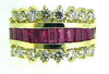 WIDE 2.50CT DIAMOND & AAA RUBY 14K YELLOW GOLD ROUND & BAGUETTE ANNIVERSARY RING