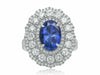 GIA CERTIFIED 5.98CT DIAMOND & AAA SAPPHIRE 18KT WHITE GOLD OVAL ENGAGEMENT RING