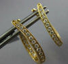 ESTATE 0.61CT DIAMOND 18KT YELLOW GOLD 3D INSIDE OUT OVAL HOOP HANGING EARRINGS