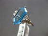 ESTATE 3.15CT DIAMOND & AAA BLUE TOPAZ 14KT WHITE GOLD HEXAGON & ROUND LOVE RING