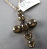 7.87CT BLACK DIAMOND & AAA SMOKY TOPAZ 14KT ROSE GOLD 3D FILIGREE CROSS PENDANT