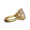 EXTRA LARGE 8.72CT DIAMOND & AAA KUNZITE 18K YELLOW GOLD 3D 3 STONE CLASSIC RING