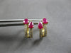 1.03CT DIAMOND & AAA RUBY 14KT YELLOW GOLD 3D PEAR SHAPE & ROUND HUGGIE EARRINGS