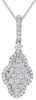 .53CT DIAMOND 14K WHITE GOLD 3D ROUND PAVE ELONGATED FLOWER FUN FLOATING PENDANT