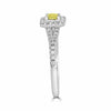 .66CT WHITE & FANCY YELLOW DIAMOND 18KT WHITE GOLD CUSHION FRIENDSHIP LOVE RING