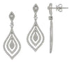 ESTATE .81CT DIAMOND 14K WHITE GOLD 3D CLASSIC TRIPLE TEAR DROP HANGING EARRINGS
