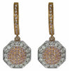 ESTATE .76CT WHITE & PINK DIAMOND 18K WHITE & ROSE GOLD HEXAGON HANGING EARRINGS