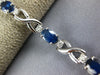 LONG 5.67CT DIAMOND & AAA SAPPHIRE 14K WHITE GOLD 3D OVAL X LOVE TENNIS BRACELET