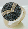 WIDE 1.42CT WHITE & BLUE DIAMOND 14KT YELLOW GOLD 3D OVAL HAPPY FACE FUN RING