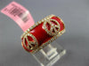 WIDE 1.40CT DIAMOND & RED ENAMEL 18K ROSE GOLD 3D MULTI PEACE SIGN ETERNITY RING