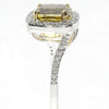 CERTIFIED 3.10CT WHITE & FANCY DEEP BROWN YELLOW DIAMOND 18KT 2 TONE GOLD RING