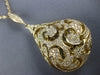 EXTRA LARGE 2.16CT DIAMOND 18KT YELLOW GOLD OPEN FILIGREE TEAR DROP FUN PENDANT