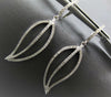 ESTATE .56CT DIAMOND 18KT WHITE GOLD 3D CLASSIC LEAF HANGING EARRINGS