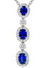 4.03CT DIAMOND & AAA SAPPHIRE 18K WHITE GOLD 3D OVAL & ROUND FLOWER LOVE PENDANT