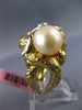 EXTRA LARGE .04CT DIAMOND AAA SOUTH SEA PEARL & CORAL 14KT 2 TONE GOLD FUN RING