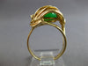 ESTATE LARGE .06CT DIAMOND & AAA JADE 14KT YELLOW GOLD 3D FLORAL RING #28103