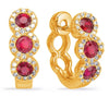 .79CT DIAMOND & AAA RUBY 14KT YELLOW GOLD DOUBLE INFINITY MULTI FLOWER EARRINGS