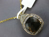 LARGE 3.39CT DIAMOND & AAA SMOKEY TOPAZ 14K YELLOW GOLD CUSHION FLOATING PENDANT