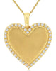.16CT DIAMOND 14KT YELLOW GOLD 3D MATTE & SHINY HEART SHAPE FLOATING PENDANT