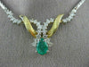 ANTIQUE 1.95CT DIAMOND & AAA EMERALD 14K WHITE & YELLOW GOLD SWIRL NECKLACE 6871