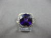 LARGE 5.15CT DIAMOND & AAA AMETHYST 14KT WHITE GOLD 3D CUSHION & ROUND HALO RING