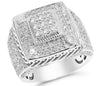 ESTATE WIDE 2.58CT DIAMOND 14KT WHITE GOLD 3D SQUARE FILIGREE PAVE MEN'S RING