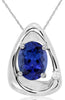 LARGE 2.02CT DIAMOND & AAA TANZANITE 14KT WHITE GOLD TRIANGULAR FLOATING PENDANT