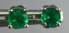 ESTATE .40CT AAA EMERALD 14KT WHITE GOLD 3D ROUND SOLITAIRE STUD EARRINGS #27706