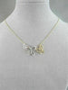 ANTIQUE 18KT WHITE & YELLOW DOUBLE BUTTERFLY DIAMOND NECKLACE