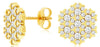 .75CT DIAMOND 14KT YELLOW GOLD MULTI FLOWER SNOWFLAKE HEXAGON FUN STUD EARRINGS