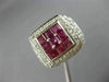 ESTATE LARGE 4.65CT DIAMOND & AAA RUBY 18KT WHITE GOLD 3D SQUARE INVISIBLE RING