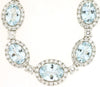 16.75CT DIAMOND & AAA AQUAMARINE 14KT WHITE GOLD OVAL & ROUND HALO LOVE NECKLACE