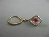 ESTATE .69CT DIAMOND & RUBY 14KT ROSE GOLD 3D TEAR DROP FLOWER HANGING EARRINGS