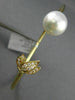 ESTATE LARGE .22CT DIAMOND & AAA SOUTH SEA PEARL 18K YELLOW GOLD BANGLE BRACELET