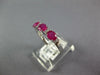 1.18CT DIAMOND & AAA RUBY 18K WHITE GOLD 3D OVAL & ROUND 3 STONE ANNIVERSARY ING