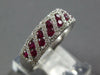 ESTATE .98CT DIAMOND & AAA RUBY 18KT WHITE GOLD 3D DOUBLE ROW DIAGONAL FUN RING