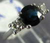 ESTATE 1.14CT DIAMOND & AAA SAPPHIRE 18KT WHITE GOLD 3D ROUND ENGAGEMENT RING
