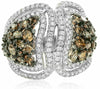ESTATE LARGE 2.55CT WHITE & CHOCOLATE FANCY DIAMOND 18KT WHITE & ROSE GOLD RING