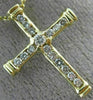 ESTATE .35CT DIAMOND 14KT YELLOW GOLD 3D CLASSIC CHANNEL CROSS FLOATING PENDANT