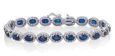 15.50CT DIAMOND & AAA SAPPHIRE 14KT WHITE GOLD OVAL & ROUND LOVE TENNIS BRACELET
